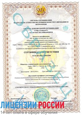 Образец сертификата соответствия Балаково Сертификат OHSAS 18001