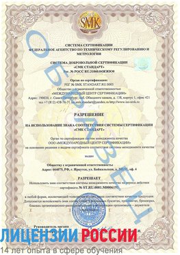 Образец разрешение Балаково Сертификат ISO 50001